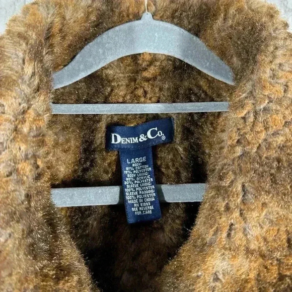 Denim & Co Women’s Size Large Outdoor Casual Denim Jacket Faux Fur Lined - Picture 4 of 6